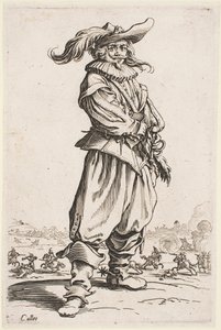 Soldat mit Federhut, aus der Serie „Der Adel von Lothringen“ von Jacques Callot