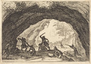 Soldaten greifen Räuber an von Jacques Callot