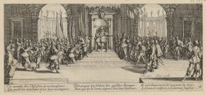 Soldvergabe, Blatt 18 der Folge "Grauen des Krieges" von Jacques Callot