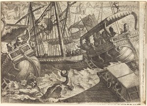 Sturm vor der Küste von Barcelona [recto] von Jacques Callot