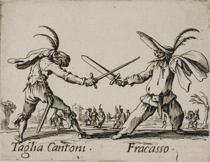 Taglia Cantoni - Fracasso, Platte 24 aus Balli di Sfessania von Jacques Callot