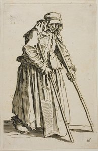 Der Bettler auf Krücken und seine Betteltasche, Platte zehn aus Die Bettler von Jacques Callot