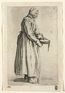 Die Bettler: Bettlerfrau mit ihrer Almosenschale von Jacques Callot