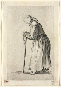 Die Bettler: Bettlerin mit Rosenkranz von Jacques Callot