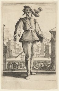 Der Kapitän oder Der Liebhaber, aus Drei italienische Komödianten von Jacques Callot