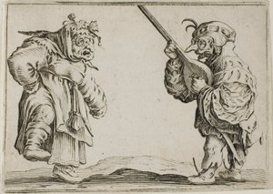 Die Tänzer mit der Laute, aus Die Caprices von Jacques Callot
