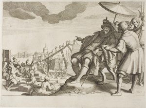 Der Großherzog befestigt den Hafen von Livorno, aus dem Leben von Ferdinando I. de’ Medici von Jacques Callot