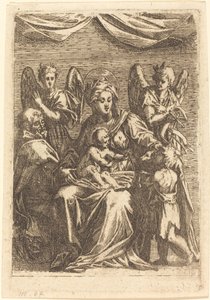 Die Heilige Familie mit zwei Engeln