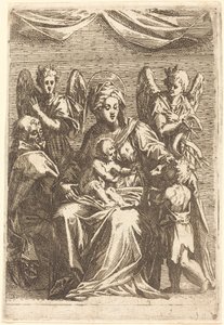 Die Heilige Familie mit zwei Engeln