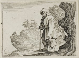 Der Bauer trägt seine Tasche, aus Die Launen von Jacques Callot