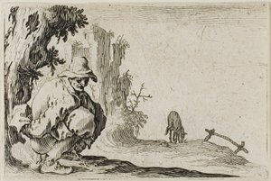 Der hockende Bauer, aus Die Launen von Jacques Callot