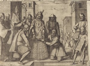 Die Königin legt den Grundstein für die Kirche der Klarissen in Spanien (verso) von Jacques Callot