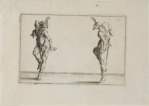 Die zwei Pantalons, die sich gegenseitig ansehen, aus Die Caprices