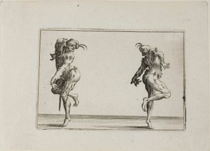 Die beiden Pantalons, die ihren Rücken kehren, aus Die Kaprizen von Jacques Callot