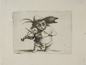 Der Geigenspieler, aus Varie Figure Gobbi von Jacques Callot
