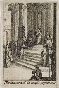 Die Jungfrau Maria im Tempel vorgestellt, aus Das Leben der Jungfrau von Jacques Callot