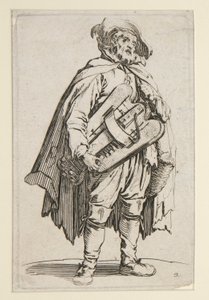 Der Drehleierspieler, aus Die Bettler (Le Joueur de Vielle) von Jacques Callot