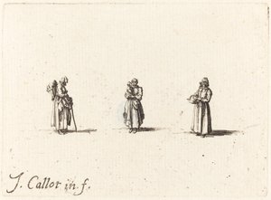 Drei Frauen, eine hält ein Kind von Jacques Callot