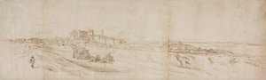 Ansicht des Castello Bracciano, nahe Rom mit Kutsche und Figuren von Jacques Callot