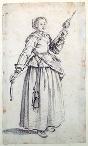 Frau mit Spindel