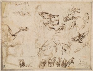 Studien von Pferden [verso] von Jacques Callot after Antonio Tempesta
