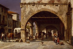 Eine Stadtszene mit einem Hufschmied von Jacques Carabain