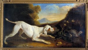 Hund Braque vor einem Fasan von Jacques Charles Oudry