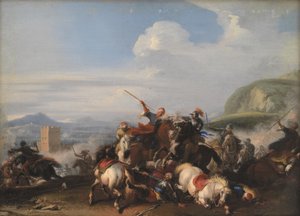 Kampfszene mit türkischer Kavallerie von Jacques Courtois