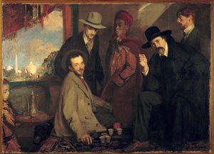 Andre Gide und seine Freunde im Cafe Maure der Weltausstellung von 1900 von Jacques Emile Blanche