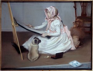 Junges Mädchen beim Zeichnen von Jacques Emile Blanche