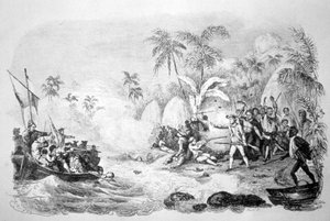 Tod von Captain Cook, 1779 um 1819 von Jacques Etienne Victor Arago