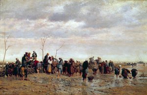 Die Meeresleserinnen. Austernzucht: Frauen sammeln Austern bei Ebbe. Gemälde von Eugene Feyen (1815-1908) von Jacques Eugene Feyen