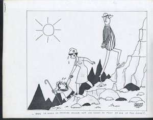 Candide, Satire in Schwarz-Weiß von Jacques Faizant