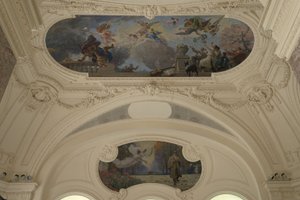 Dekoration des Nordpavillons des Petit Palais - Der Triumph von Paris (Decke) - Paris, intellektuelle Hauptstadt (Halbkuppel), zwischen 1913 und 1919 von Jacques Fernand Humbert