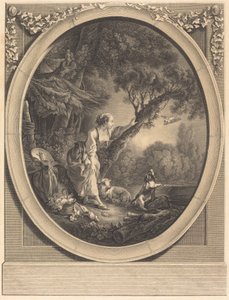 Die Ankunft des Kuriers von Jacques Firmin Beauvarlet after François Boucher
