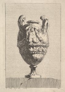 Vase mit einem männlichen Sirenen, der einen Kranz hält, aus: Vasen, 1746