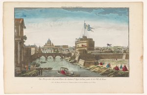 Ansicht der Engelsburg und der Engelsbrücke über den Tiber in Rom