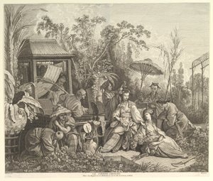 Der chinesische Garten, aus Chinoiserien von Jacques Gabriel Huquier