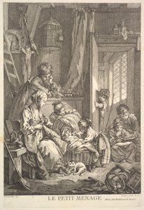 Der kleine Haushalt, Mitte bis Ende des 18. Jahrhunderts von Jacques Gabriel Huquier