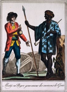 Alcaty, Stammeshäuptling von Gorée, Senegal, Stich nach einer Zeichnung von Labrousse, aus Encyclopedie des Voyages, von Jacques Grasset de Saint-Sauveur