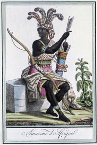 Amazonen aus Afrika - in "Encyclopedia of Travels" von Grasset St Sauveur, ed. 1796 von Jacques Grasset de Saint Sauveur