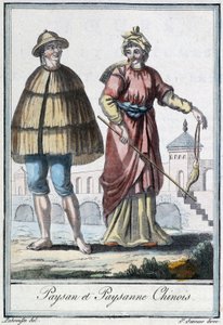 Chinesischer Bauer und Bäuerin - in „Enzyklopädie der Reisen“ von Grasset St Sauveur, ed. 1796 von Jacques Grasset de Saint Sauveur