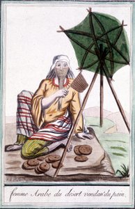 Arabische Wüstenfrau, die Brot verkauft - in „Encyclopedia of Travels“ von Grasset St Sauveur, ed. 1796 von Jacques Grasset de Saint Sauveur