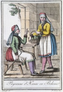 Bäuerin von Hanac, in Böhmen (Tschechoslowakei) - in „Encyclopedia of travels“ von Grasset St Sauveur, Paris von Jacques Grasset de Saint Sauveur