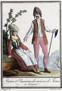 Bauer und Bäuerin aus Fiume (Kroatien) - in „Enzyklopädie der Reisen“ von Grasset St Sauveur, ed. 1796 (Gravur) von Jacques Grasset de Saint Sauveur