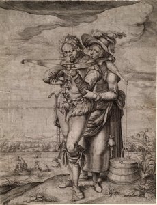 Der Armbrustschütze und die Milchmagd von Jacques II de Gheyn