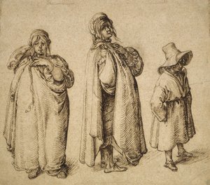Zwei Studien einer Roma-Frau und eines Roma-Jungen mit großem Hut, ca. 1605