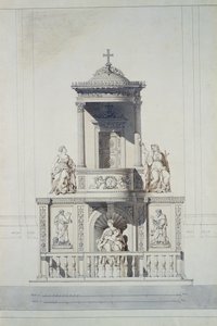 Entwurf für eine Kanzel, ca. 1825 (Feder und Tinte und Aquarell auf Papier)