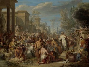 Jerobeam opfert den Götzen von Jacques Ignatius de Roore