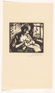 Frau, die ein Kind stillt von Jacques Jeichienus Ottens (signed by artist)